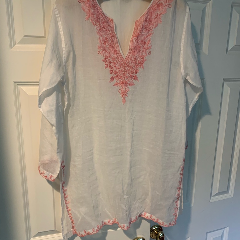 Sheer white tunic /pool cover up